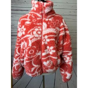 American Eagle Sherpa Jacket XS Floral Full Zip Fleece Coat Seriously Huggable